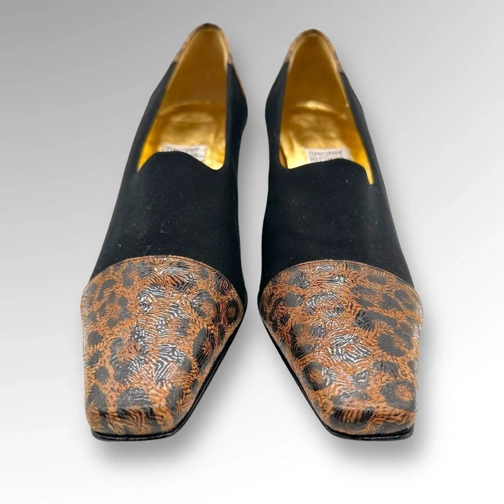 Timothy Hitsman Fabulous Black/ Brown Animal Print  Pumps Sz 6 M